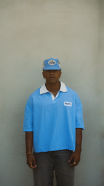 Pinstripe Polo - Blue