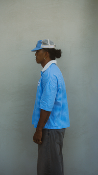 Pinstripe Polo - Blue