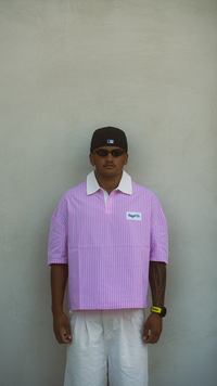 Pinstripe Polo - Pink