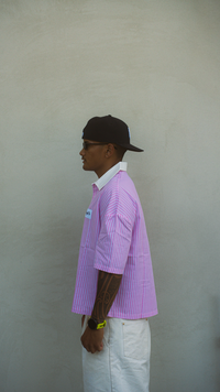 Pinstripe Polo - Pink