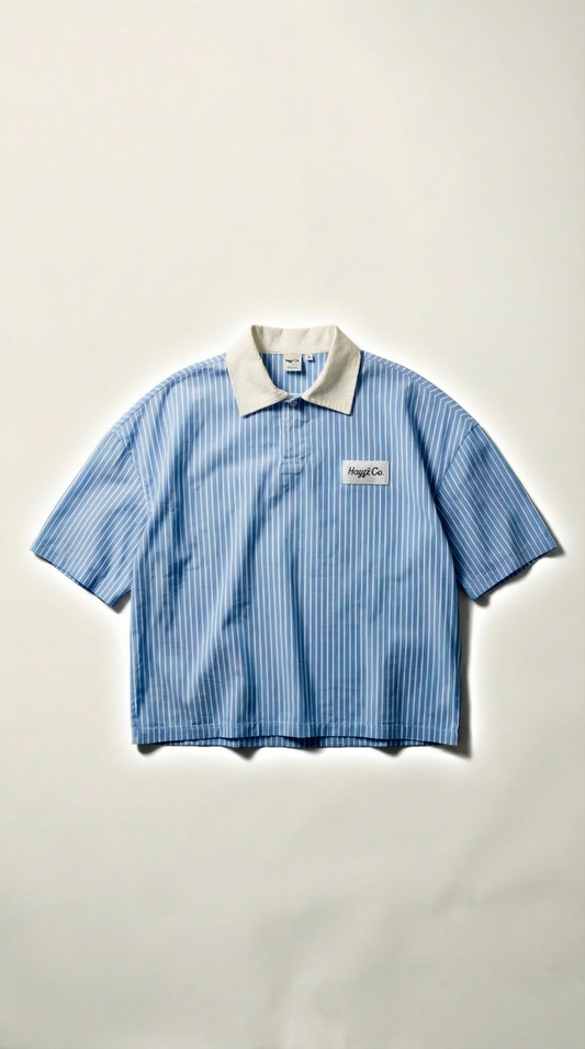 Pinstripe Polo - Blue