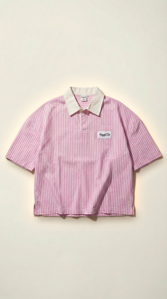 Pinstripe Polo - Pink